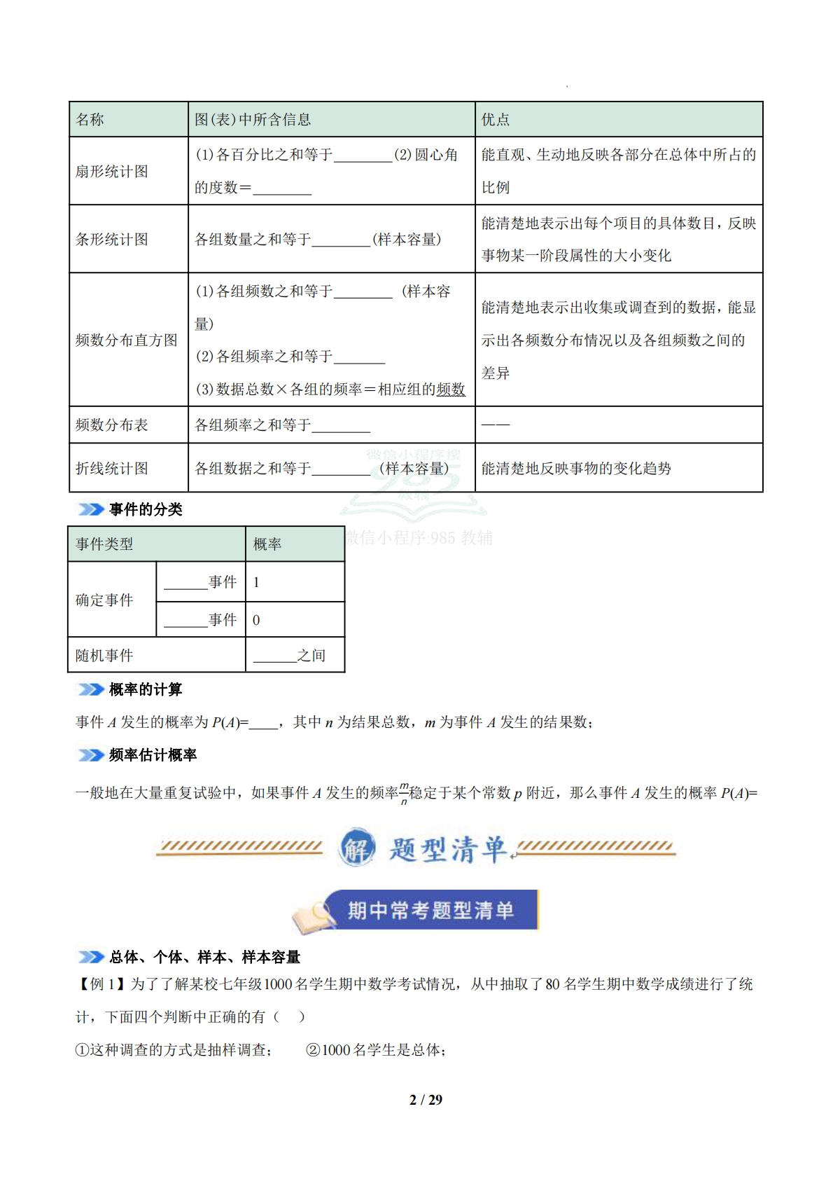 图片[2]-专题01 统计与概率（期中复习知识清单）（苏科版）（原卷版）.pdf-七宝：认真做好一件事