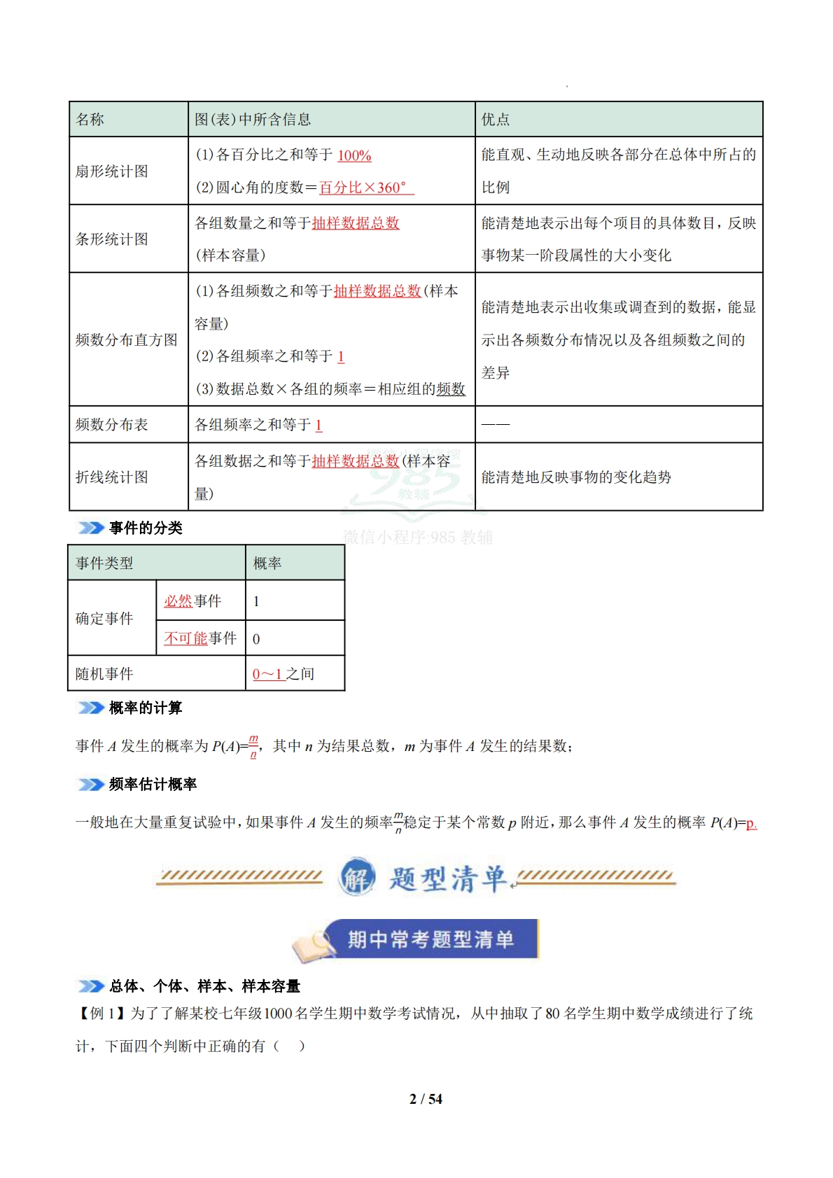 图片[2]-专题01 统计与概率（期中复习知识清单）（苏科版）（解析版）.pdf-七宝：认真做好一件事