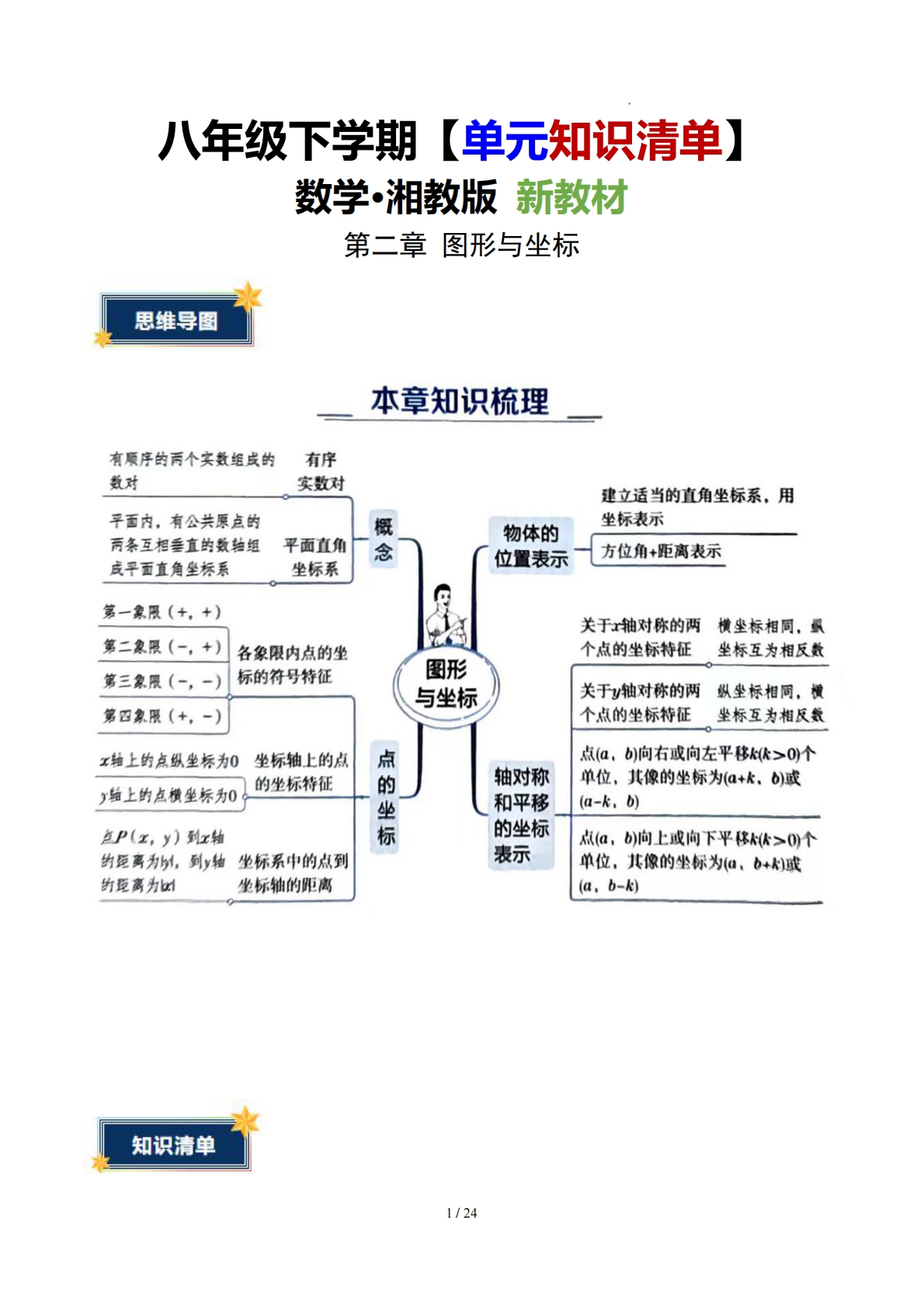 第二章 图形与坐标（知识清单）（原卷版）数学新教材湘教版八年级下册.pdf-七宝：认真做好一件事