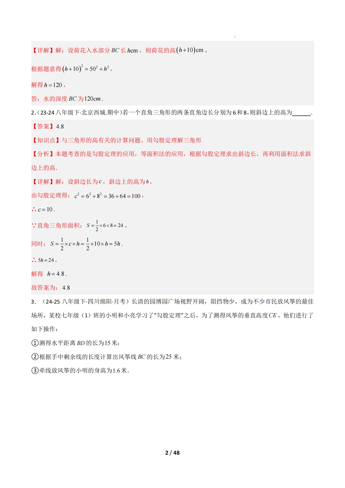 图片[2]-（期中复习专项训练）专题02  勾股定理（解析版）.pdf-七宝：认真做好一件事