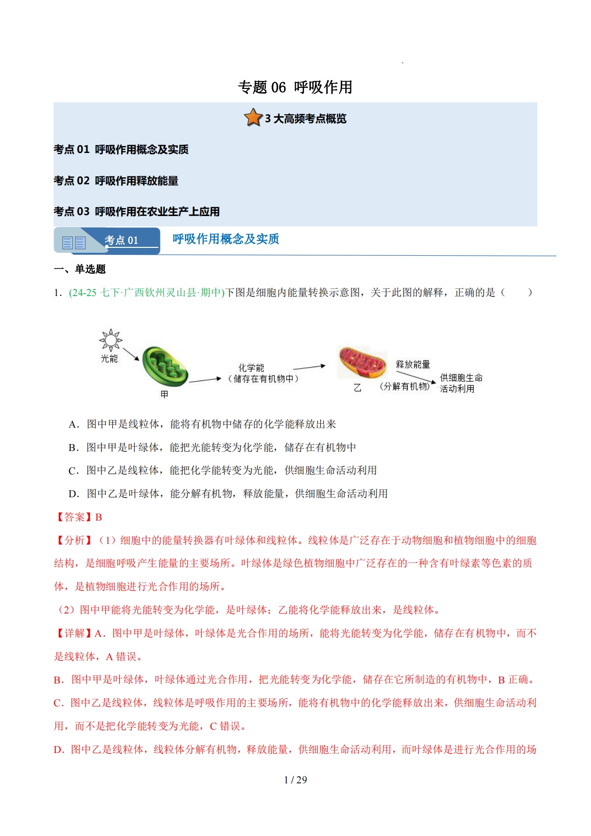 专题06呼吸作用（人教版）（解析版）.pdf-七宝：认真做好一件事