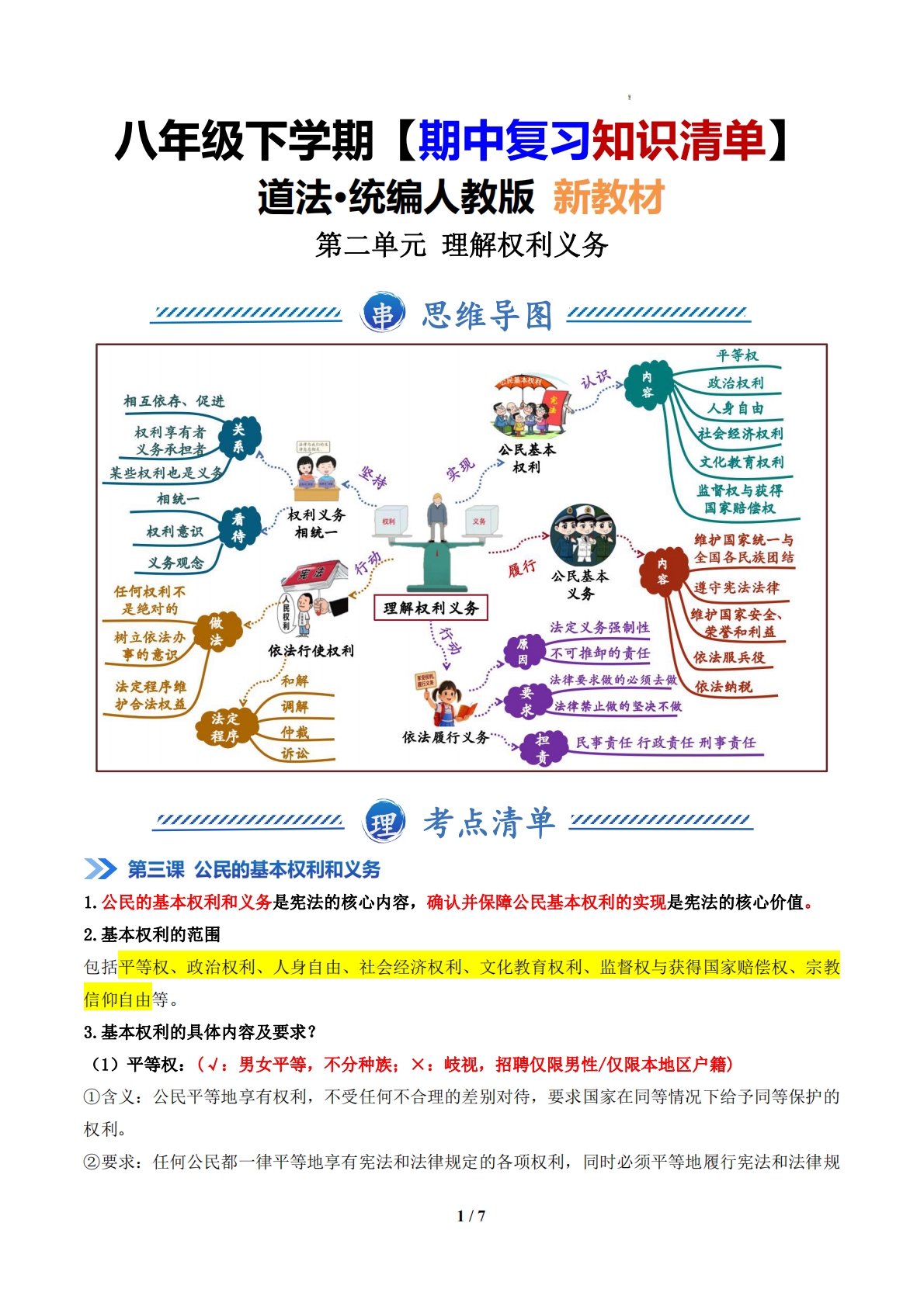 （期中复习知识清单）第二单元 理解权利义务（解析版）.pdf-七宝：认真做好一件事