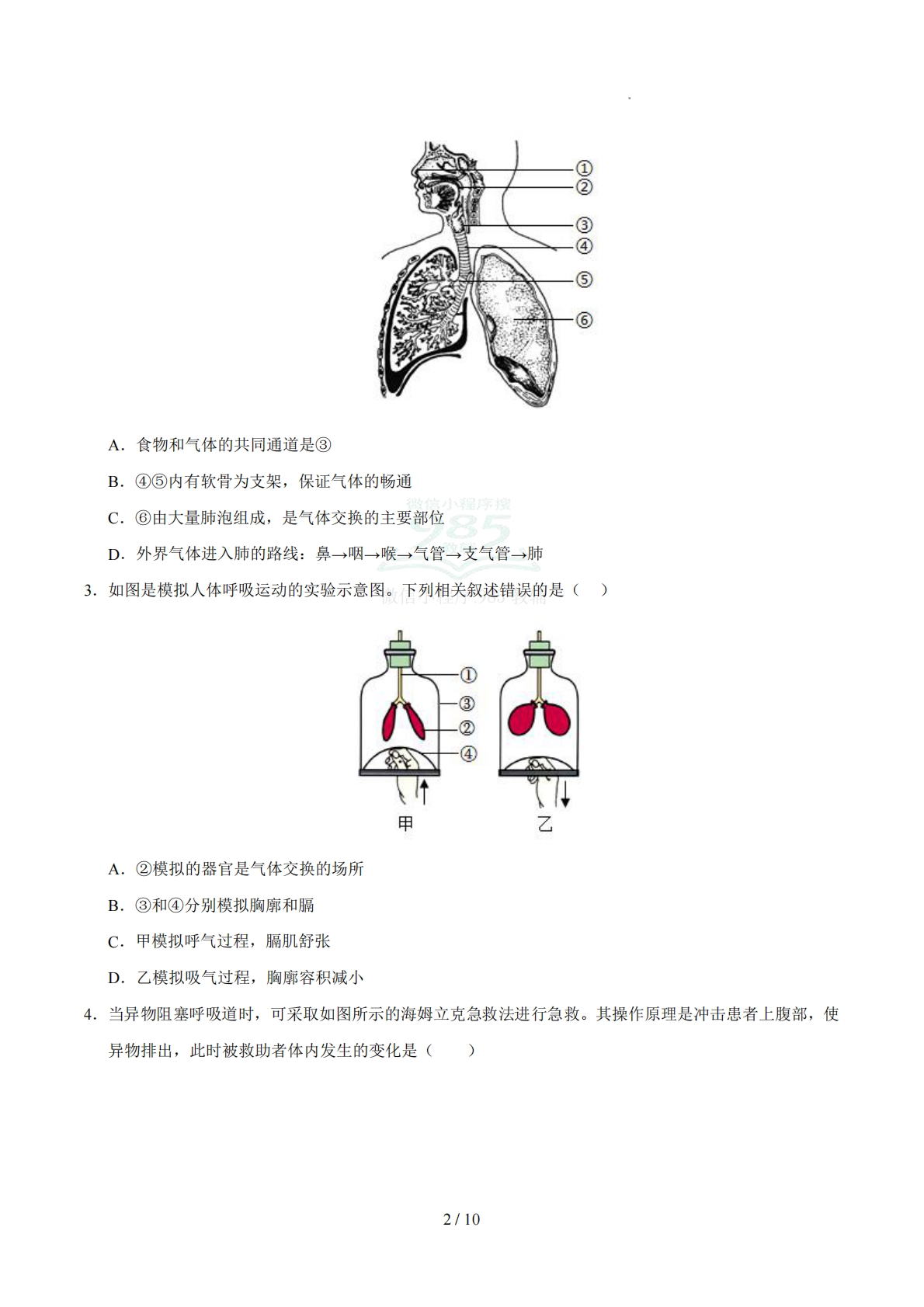 图片[2]-七年级生物期中模拟卷【测试范围：新教材北京版七年级下册第1、2章】（考试版）.pdf-七宝：认真做好一件事