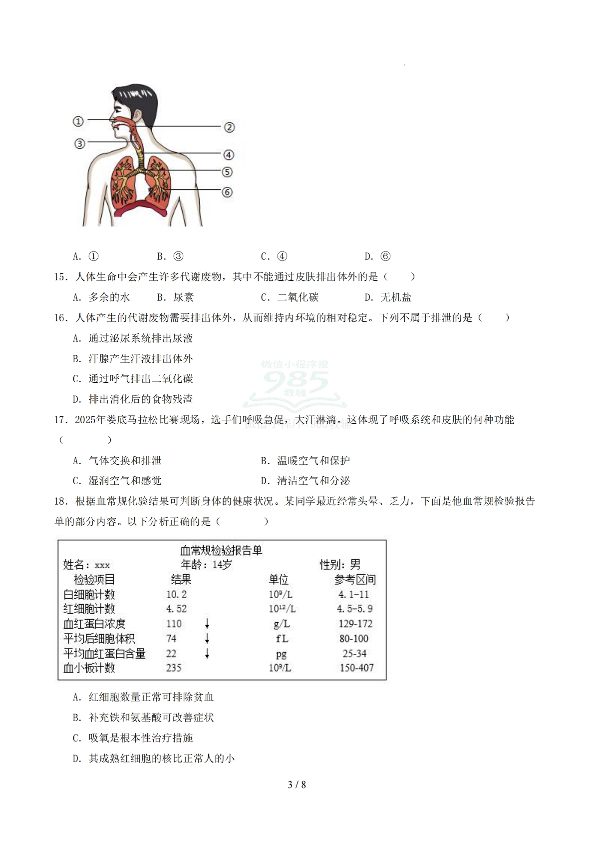 图片[3]-七年级生物期中模拟卷（北师大版）【测试范围：第6章-第9章第1节】（考试版）.pdf-七宝：认真做好一件事
