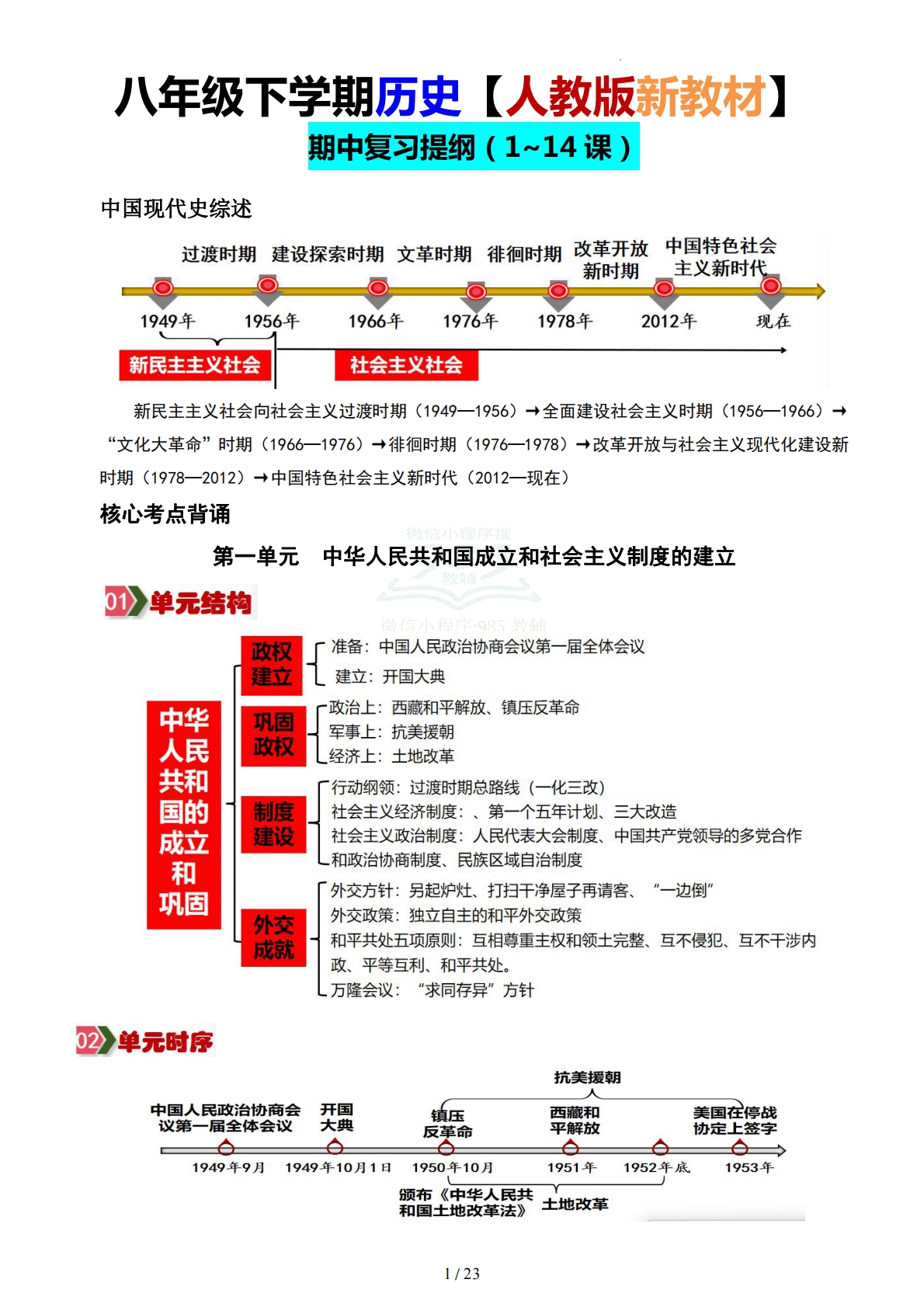 八年级历史下册期中复习提纲1-14课（超实用）八年级历史下学期新教材统编版.pdf-七宝：认真做好一件事