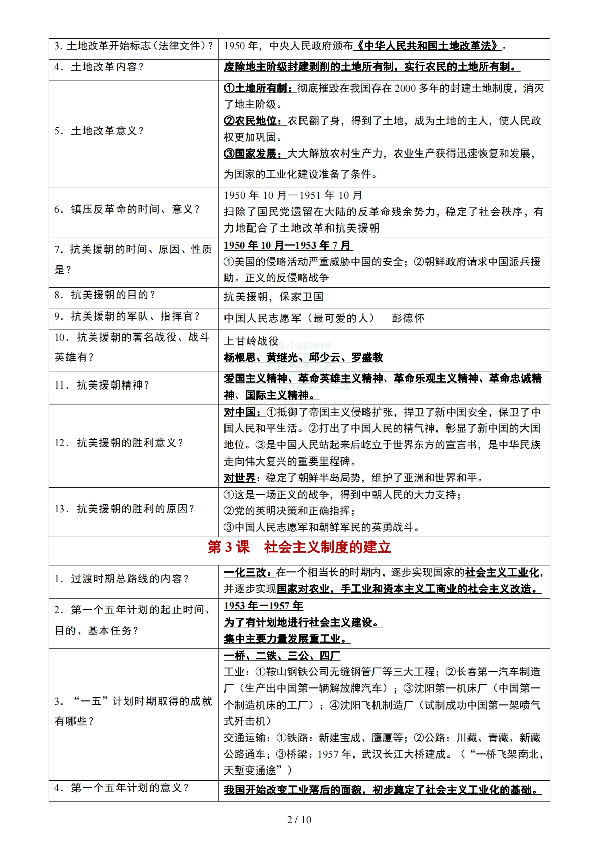 图片[2]-八年级历史下册期中复习知识清单（左问右答形式）八年级历史下学期新教材统编版.pdf-七宝：认真做好一件事