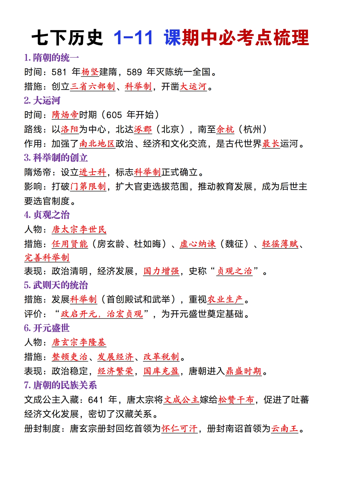 七下历史1-11课期中必考点梳理.pdf-七宝：认真做好一件事