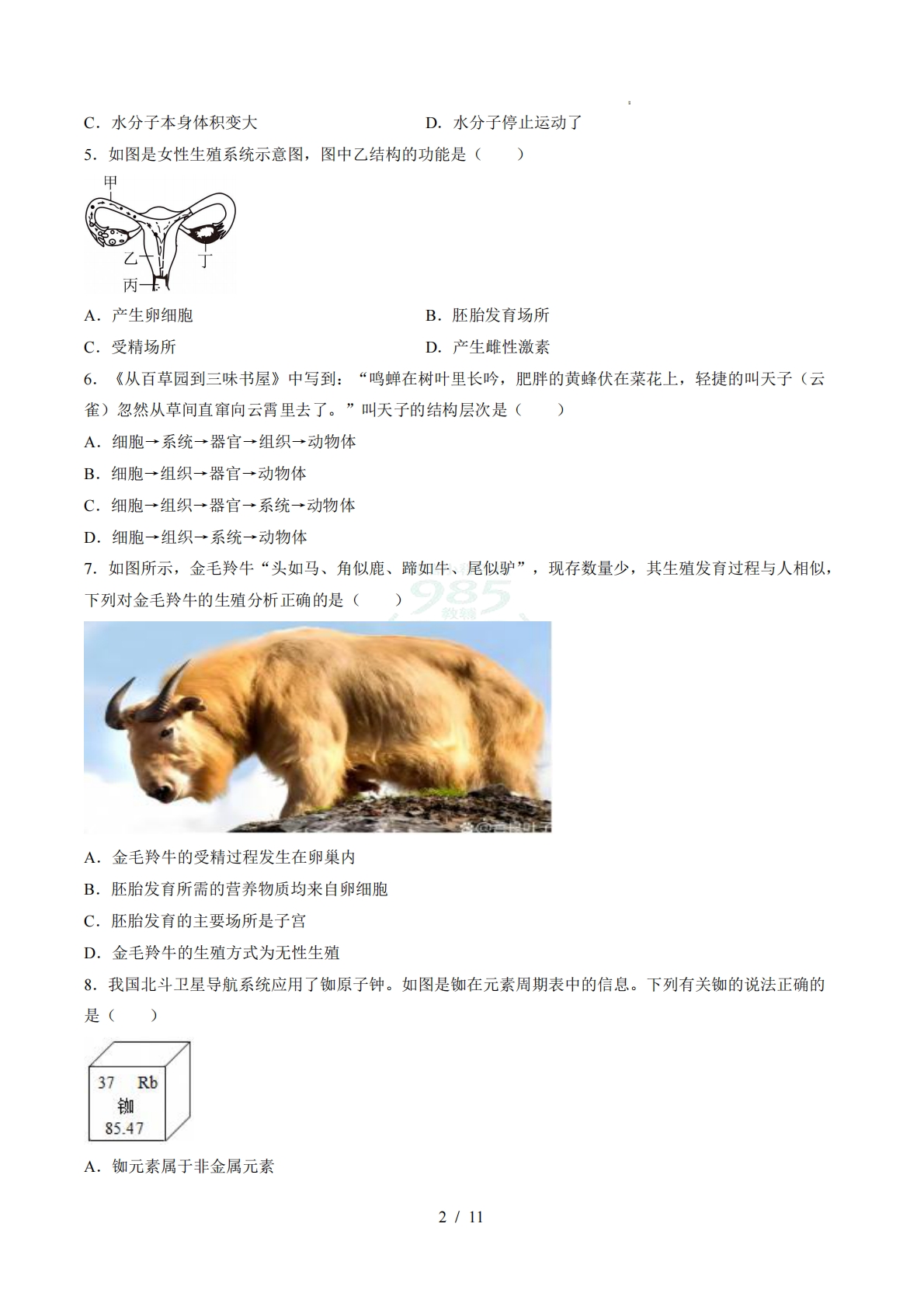 图片[2]-七年级科学下学期期中模拟卷02【测试范围：1.1~2.5】（考试版）.pdf-七宝：认真做好一件事