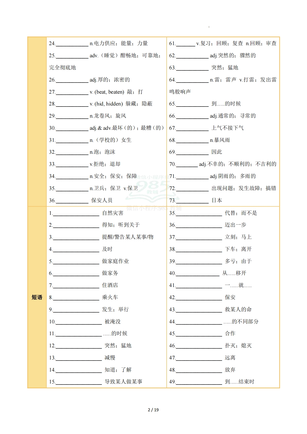 图片[2]-Unit 5 Nature’s Temper（知识清单）（默写版）.pdf-七宝：认真做好一件事