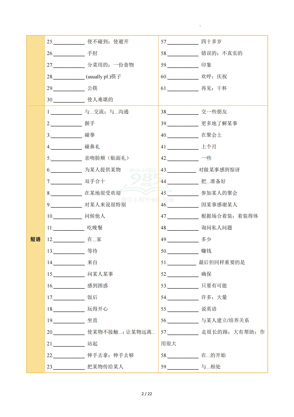 图片[2]-Unit 6 Crossing Cultures（知识清单）（默写版）.pdf-七宝：认真做好一件事