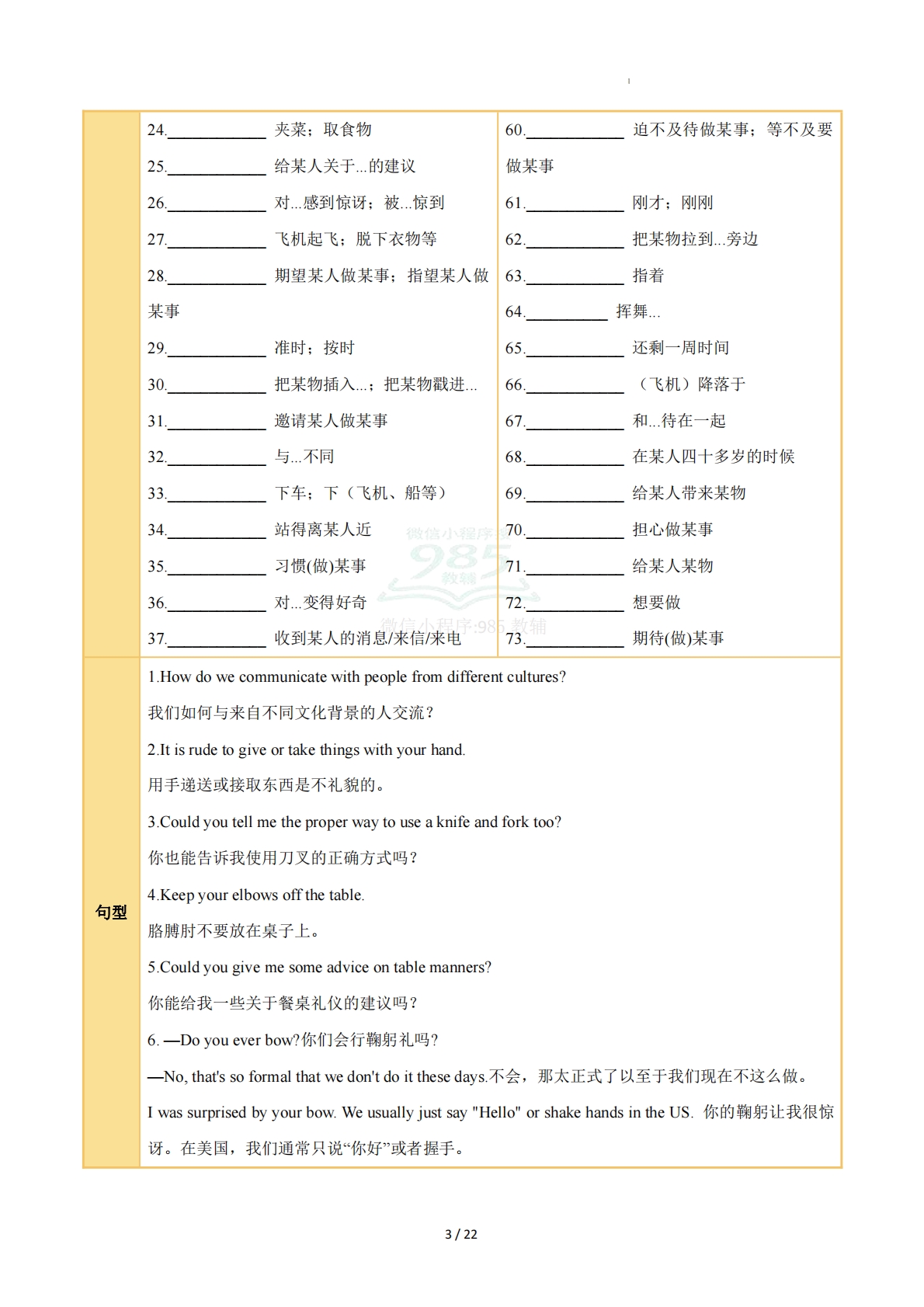 图片[3]-Unit 6 Crossing Cultures（知识清单）（默写版）.pdf-七宝：认真做好一件事