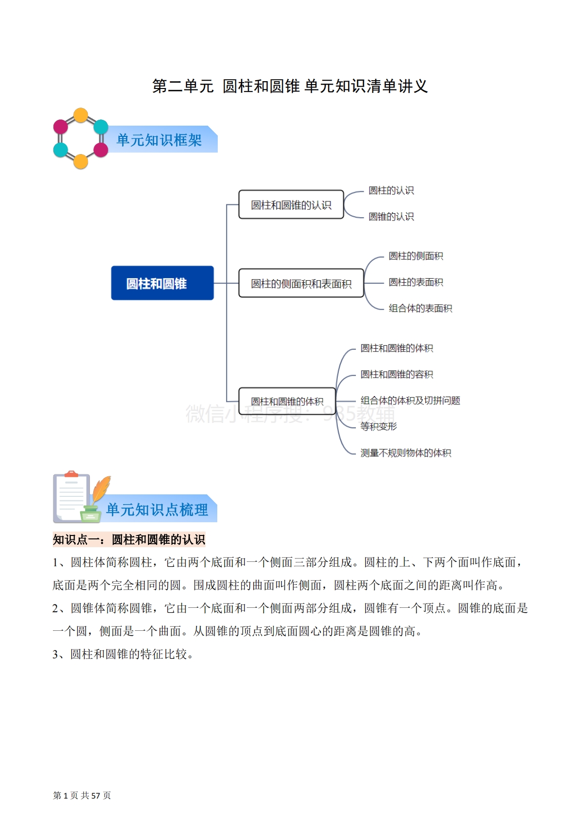 第二单元  圆柱和圆锥（知识清单）数学苏教版六年级下册（解析版）.pdf-七宝：认真做好一件事
