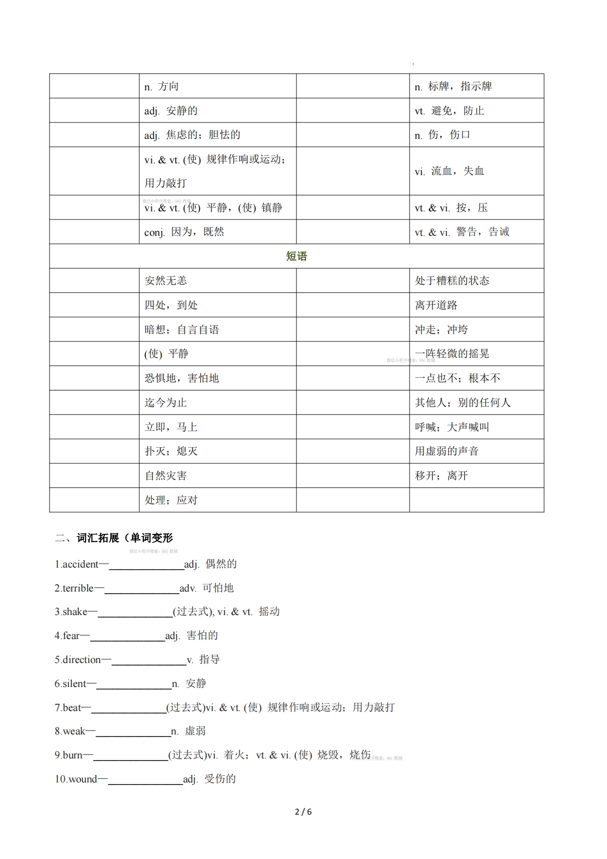 图片[2]-Unit 8 Safe and sound（重难词汇精练）（原卷版）.pdf-七宝：认真做好一件事