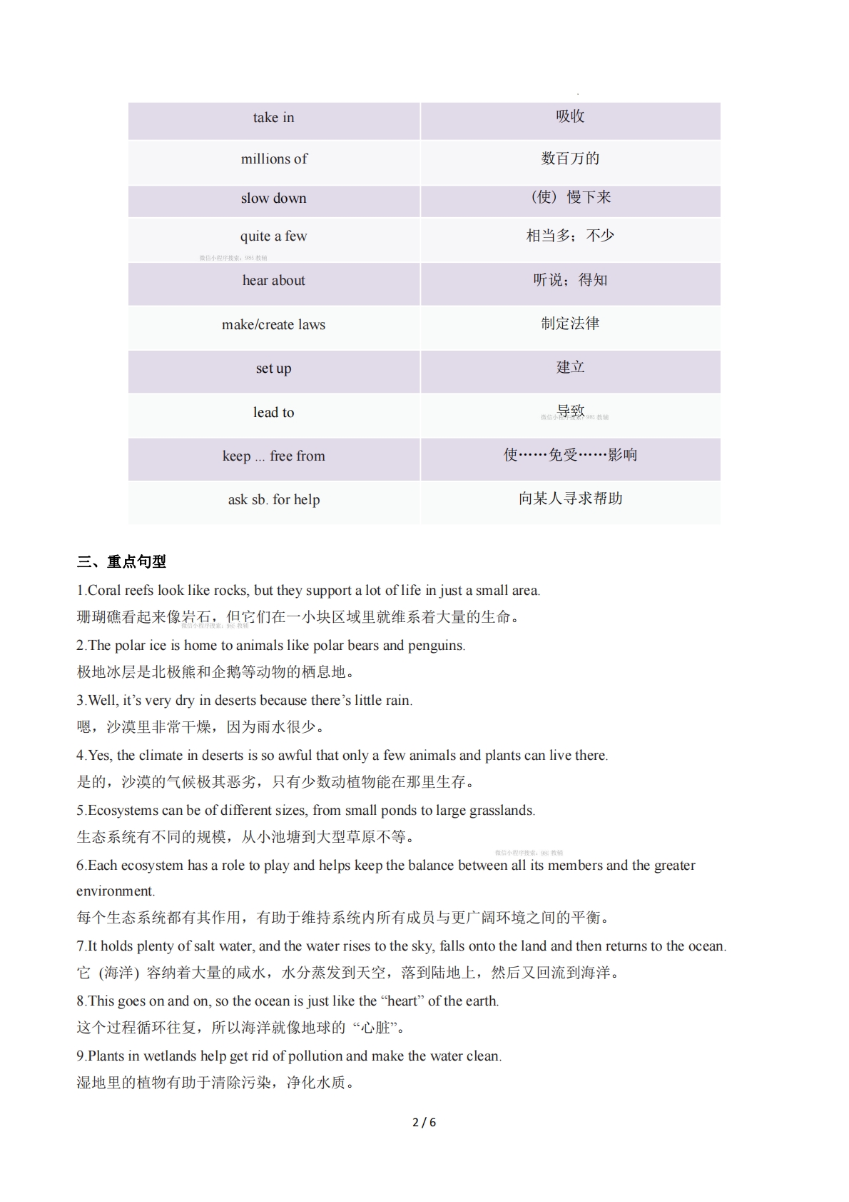 图片[2]-Unit  7 The natural world（单元核心知识）（背诵版）.pdf-七宝：认真做好一件事