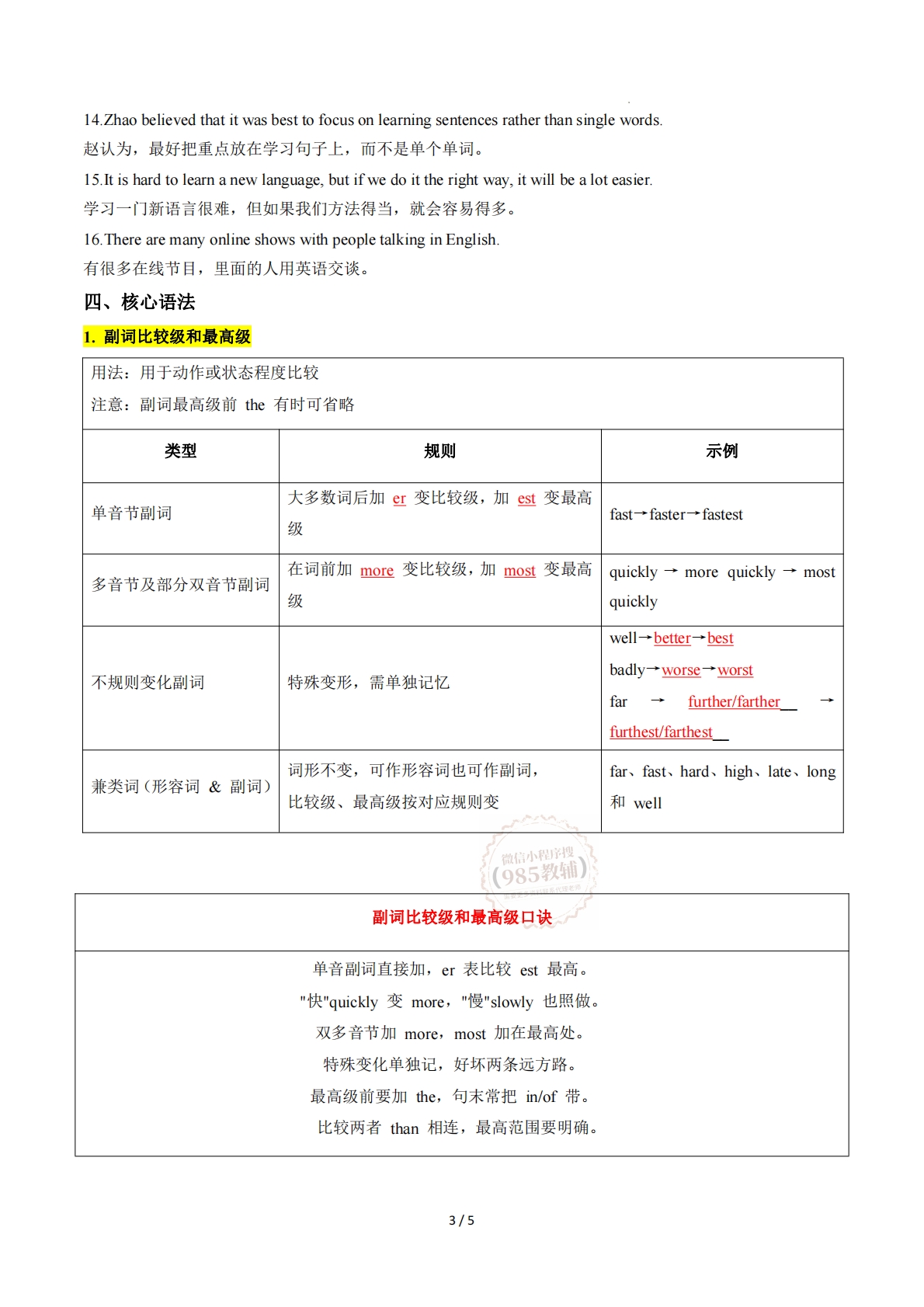 图片[3]-Unit 3 To be a good learner（单元核心知识）（背诵版）.pdf-七宝：认真做好一件事