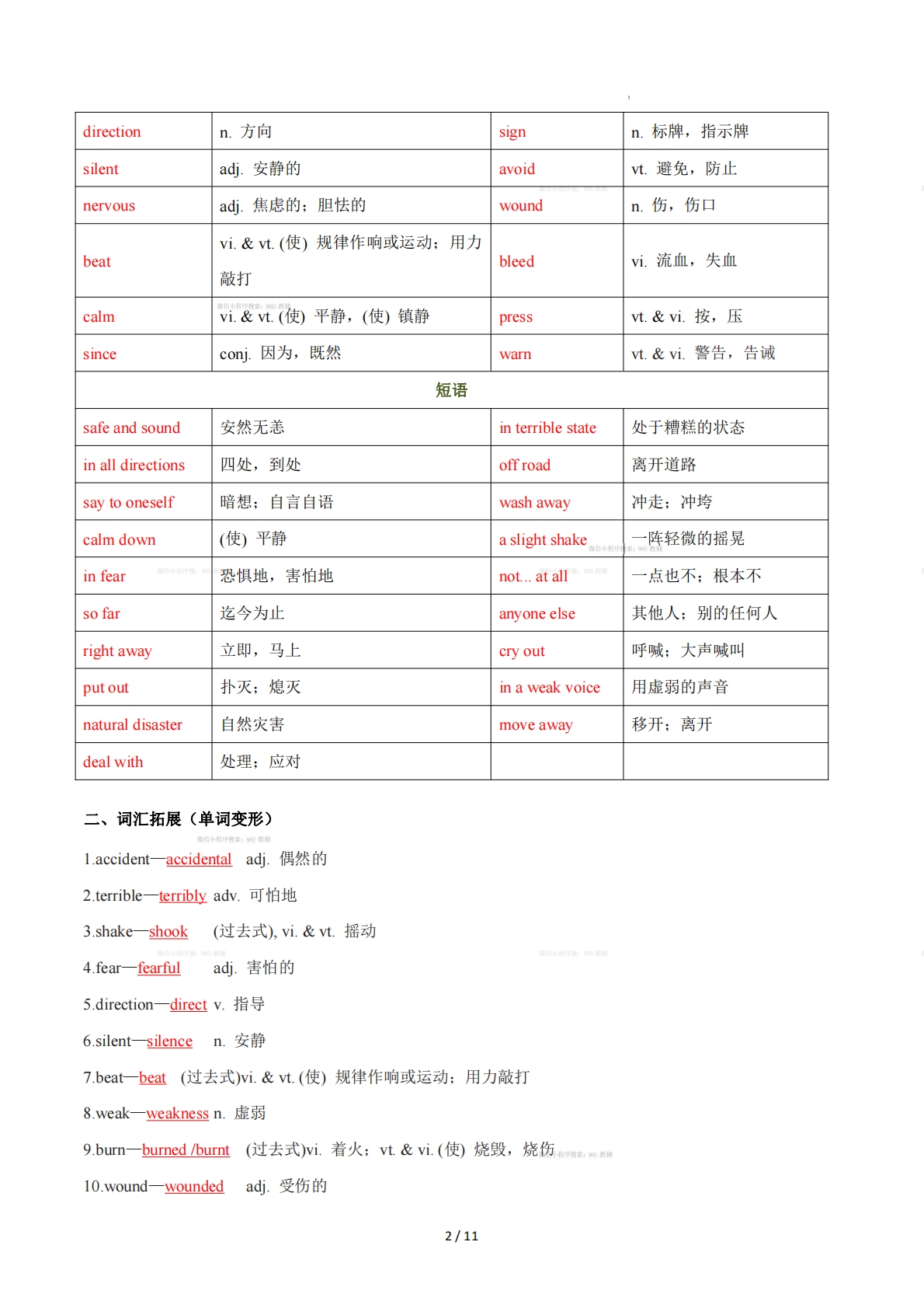 图片[2]-Unit 8 Safe and sound（重难词汇精练）（解析版）.pdf-七宝：认真做好一件事