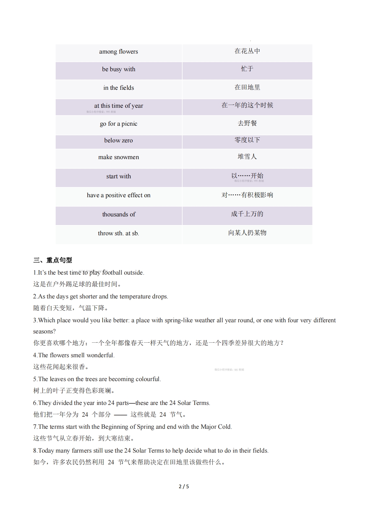 图片[2]-Unit 6 Seasons（单元核心知识）（背诵版）.pdf-七宝：认真做好一件事