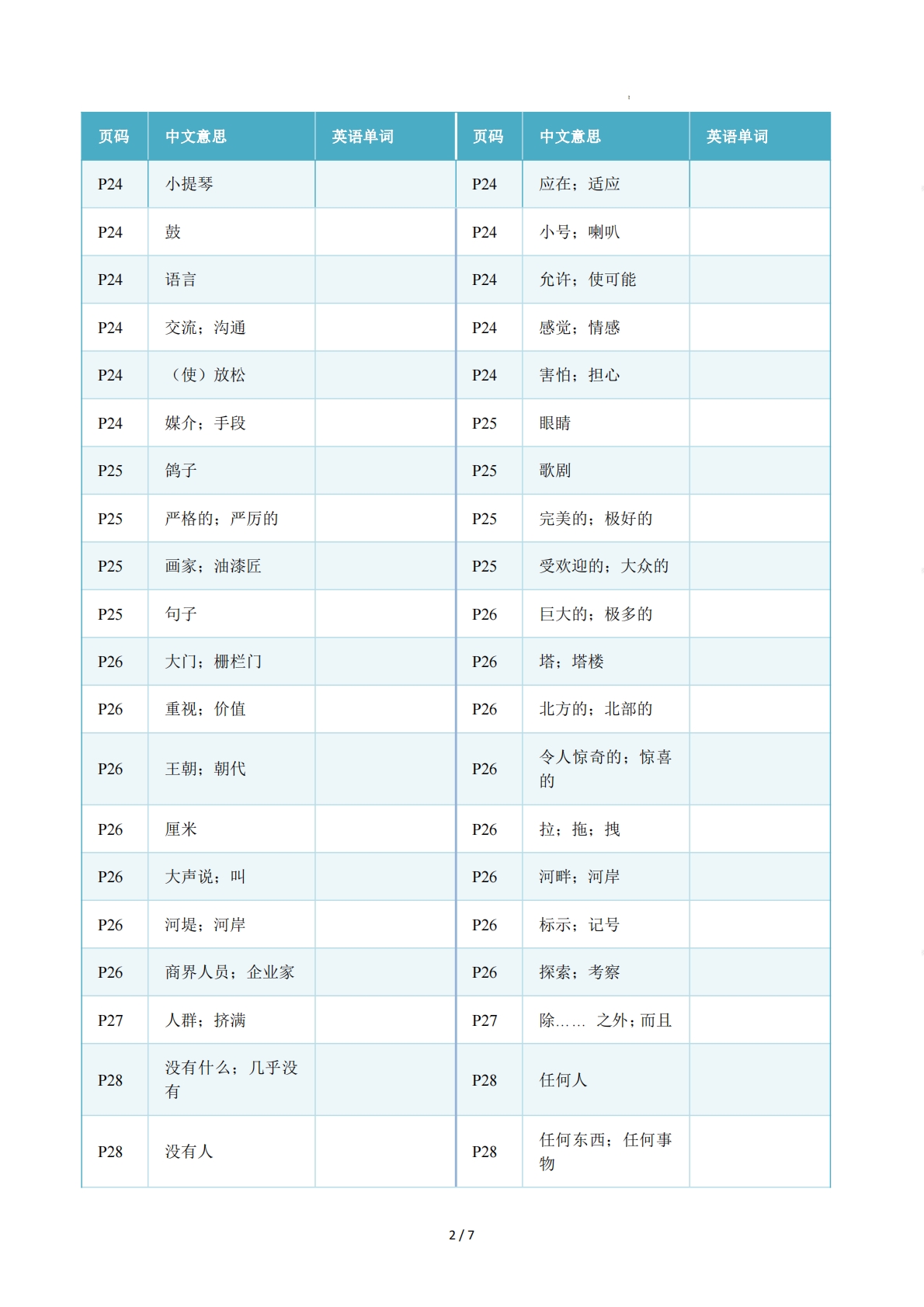图片[2]-Unit 2 The World of Art（重难词汇精练）（原卷版）.pdf-七宝：认真做好一件事