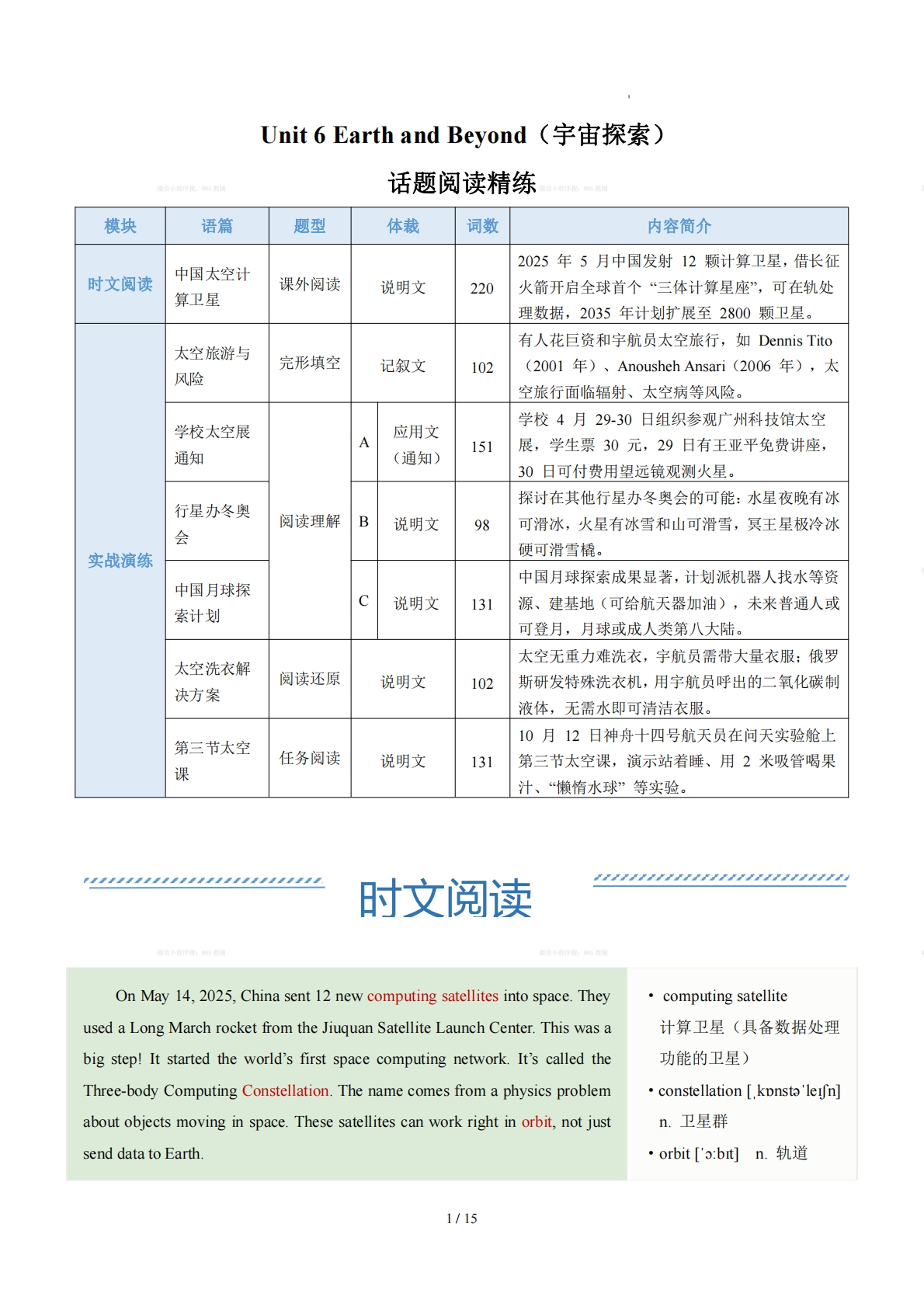 Unit 6 Earth and Beyond 宇宙探索（学习，教育，资料，试卷阅读精练）（解析版）.pdf-七宝：认真做好一件事
