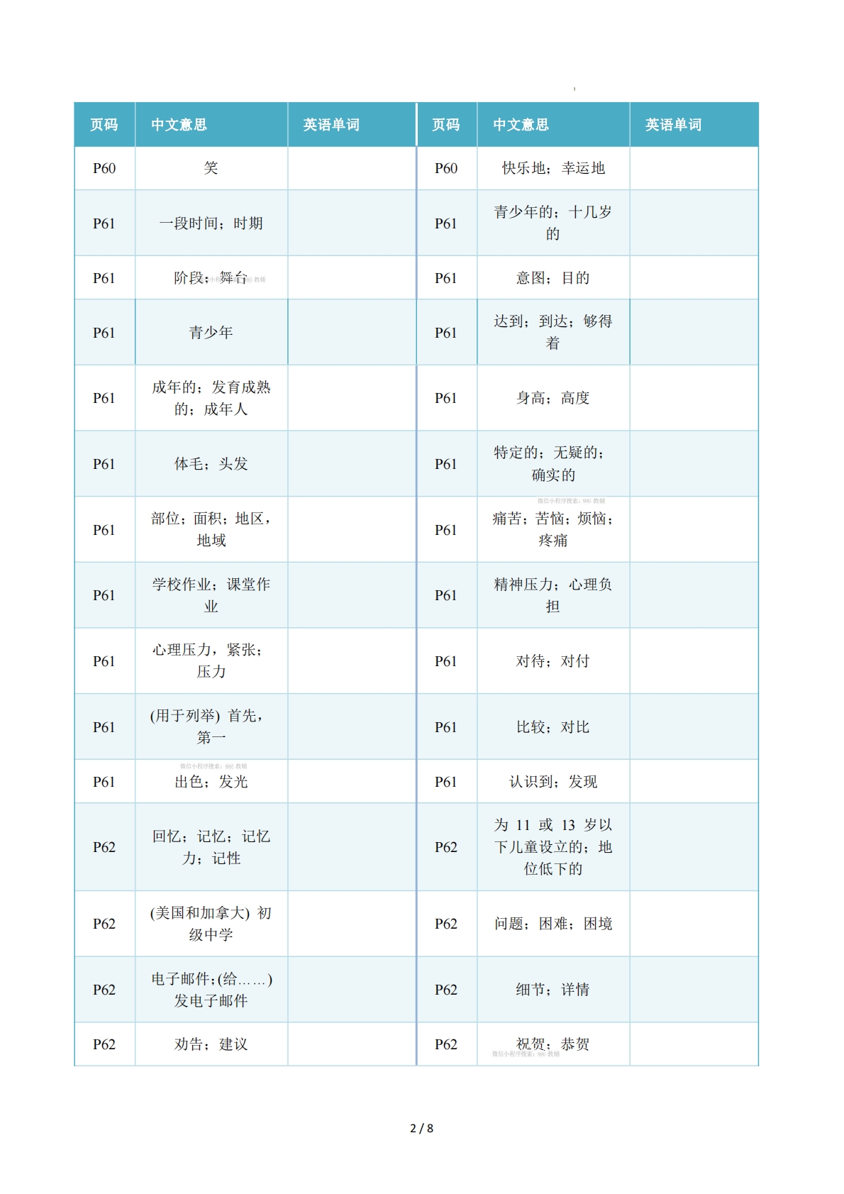图片[2]-Unit 4 Changing and Growing（重难词汇精练）（原卷版）.pdf-七宝：认真做好一件事