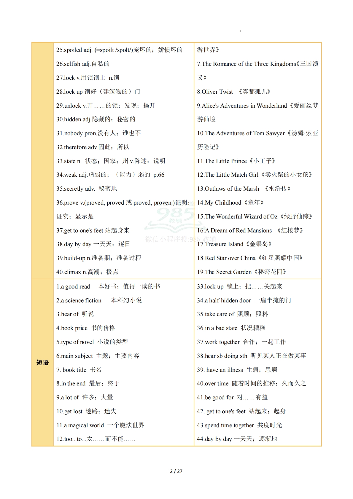 图片[2]-Unit 7 A Good Read（知识清单）（答案版）.pdf-七宝：认真做好一件事