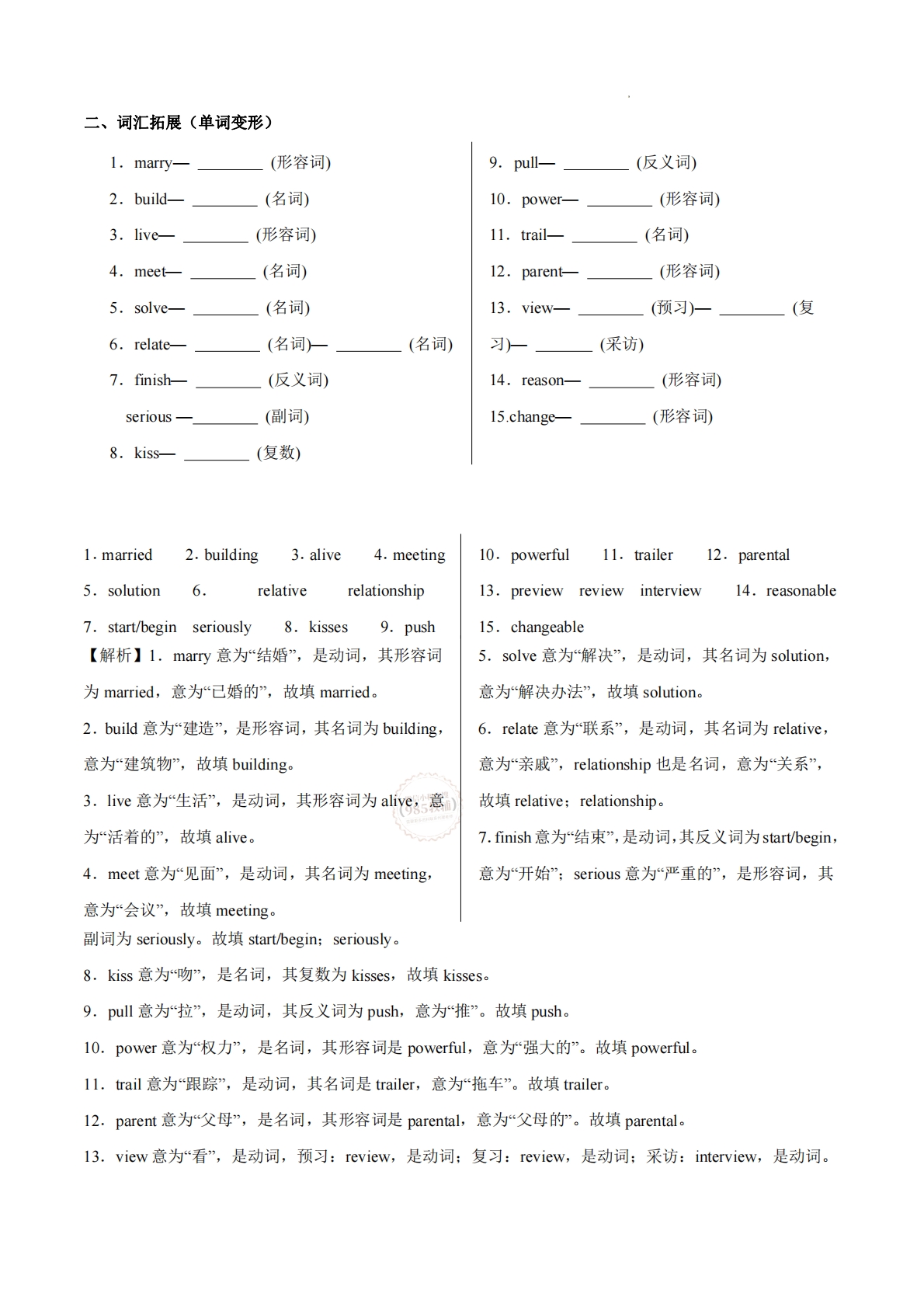 图片[2]-Unit  3 Family ties（重难词汇精炼）（解析版）.pdf-七宝：认真做好一件事