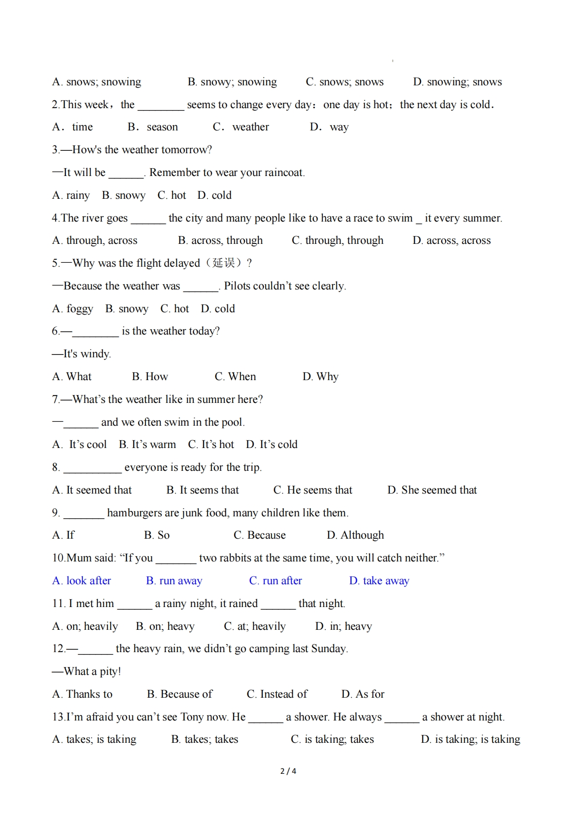 图片[2]-Unit 2 Rain or Shine（重难词汇精炼）（原卷版）.pdf-七宝：认真做好一件事