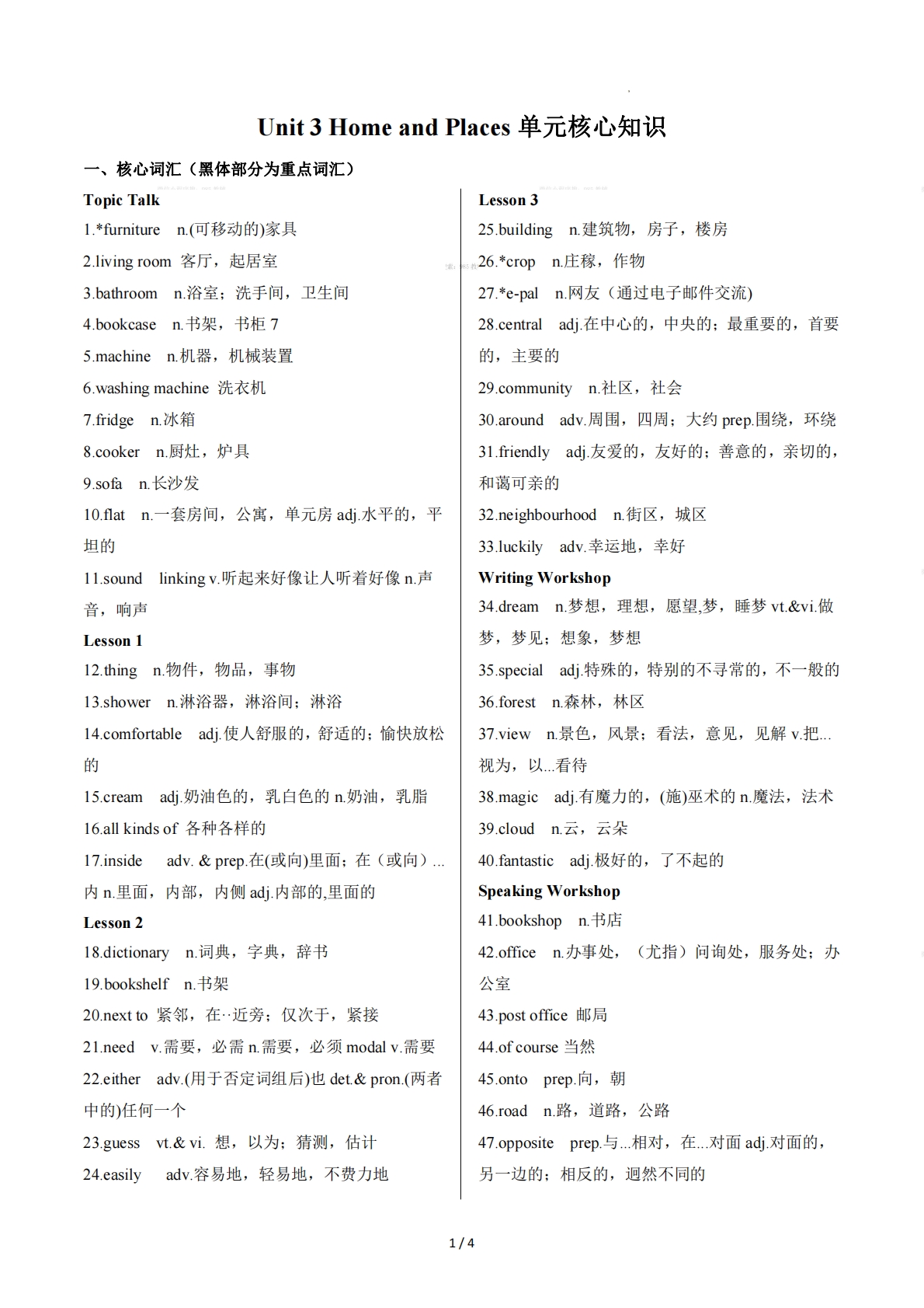 Unit 3 Home and Places（单元核心知识）（解析版）.pdf-七宝：认真做好一件事