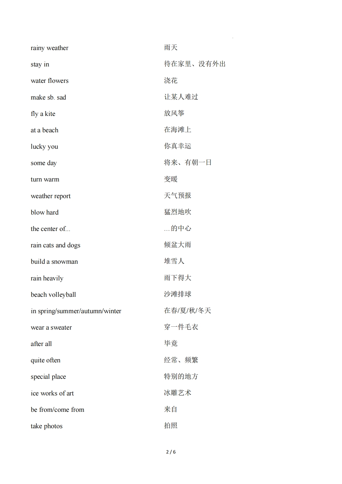 图片[2]-Unit 2 Rain or Shine（单元核心知识）（背诵版）.pdf-七宝：认真做好一件事